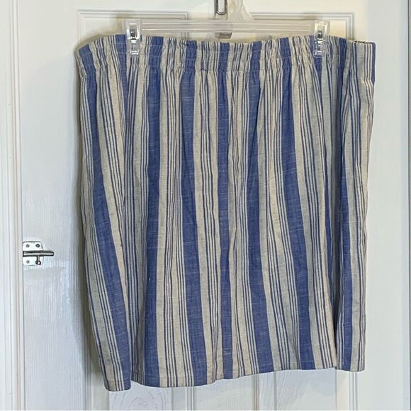 Torrid Mini Linen High Waisted Skirt in Natural Blue Stripe Size 3X NWT - Picture 8 of 14